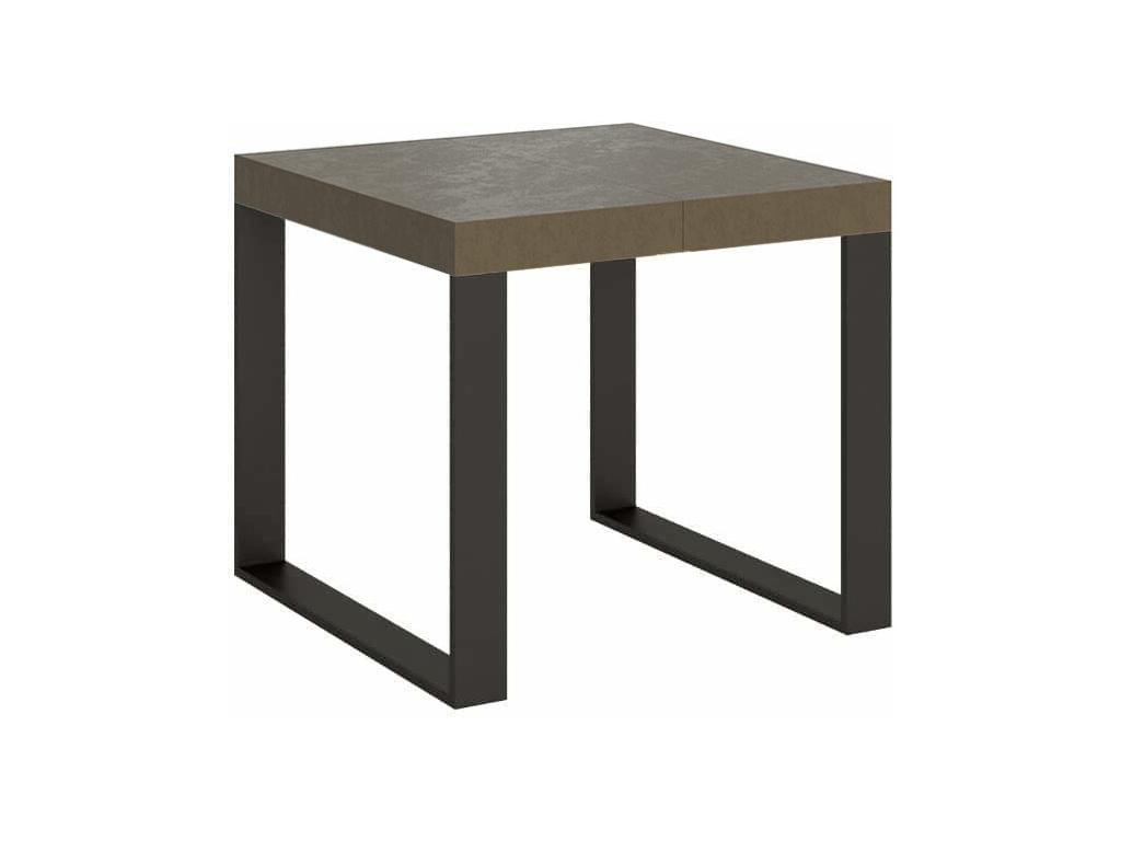 Table extensible 90x90/246 cm Tecno Meublita pieds anthracite