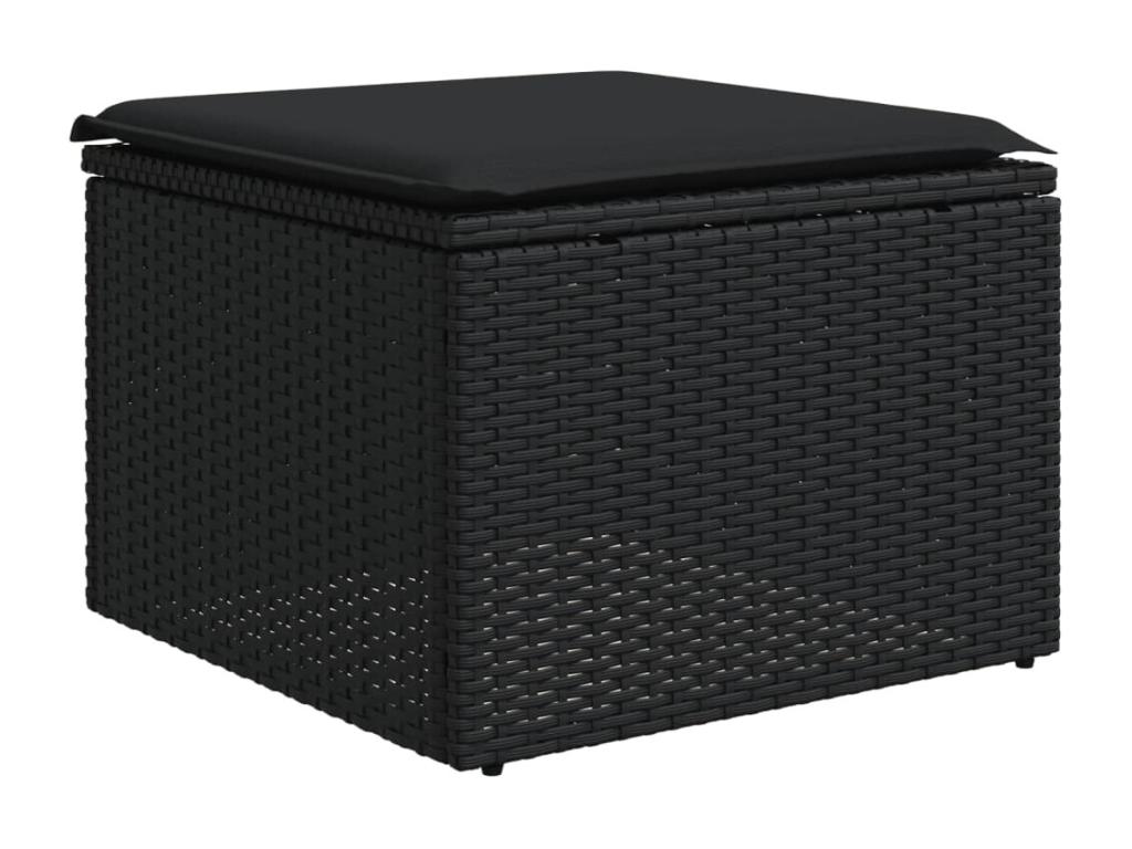 Salon de jardin avec coussins 13 pcs noir résine tressée