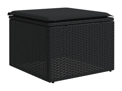 Salon de jardin avec coussins 13 pcs noir résine tressée