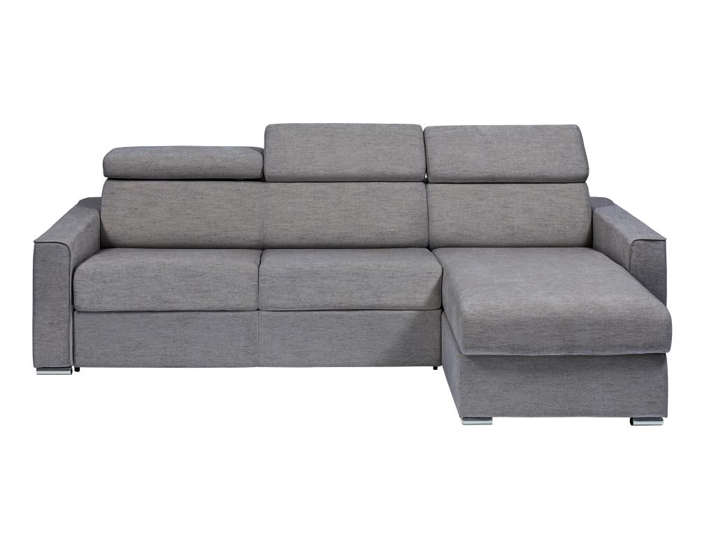 Canapé d'angle réversible convertible express en tissu gris - Couchage 160 cm - Matelas 18 cm - Meublita