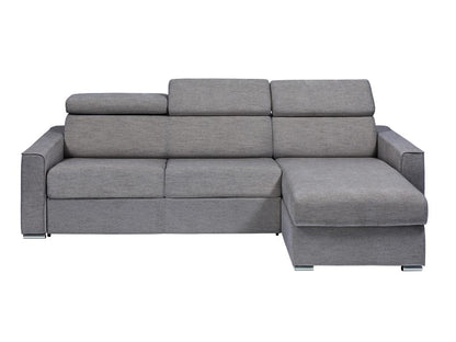 Canapé d'angle réversible convertible express en tissu gris - Couchage 160 cm - Matelas 18 cm - Meublita