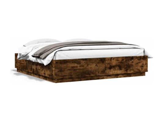 Cadre de lit chêne fumé 180x200 cm bois d'ingénierie