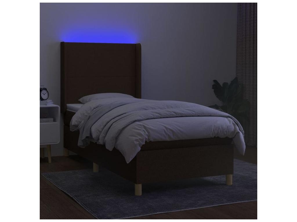 Sommier à Doucezen de lit matelas LED Marron foncé 80x200 Tissu