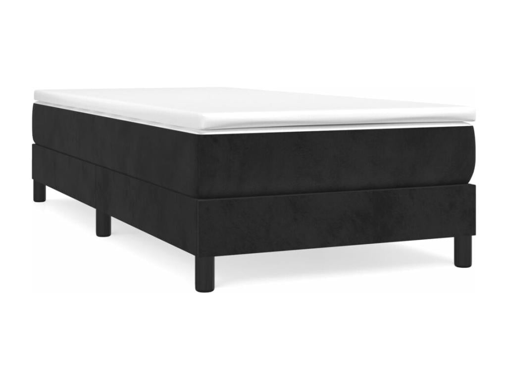 Sommier à Doucezen de lit avec matelas Noir 100x200 cm Velours