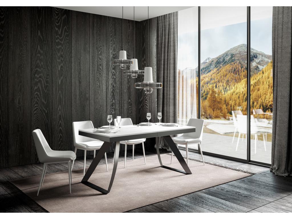 Table extensible 90x160/264 cm Proxy Evolution Frêne Blanc cadre Anthracite