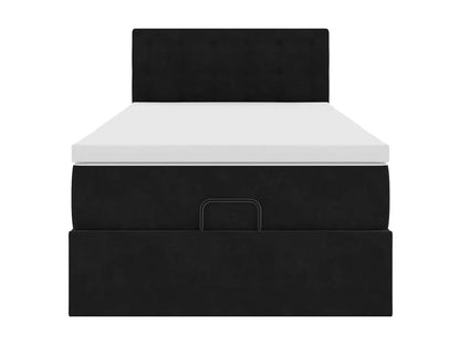 Cadre de lit ottoman avec matelas noir 90x190 cm velours