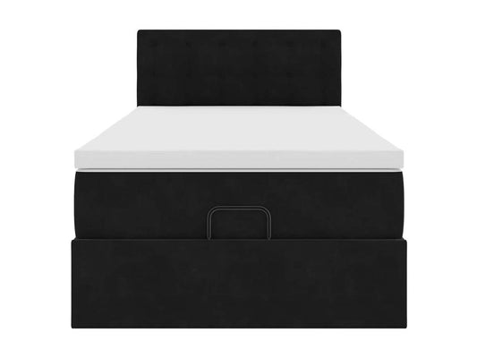 Cadre de lit ottoman avec matelas noir 90x190 cm velours
