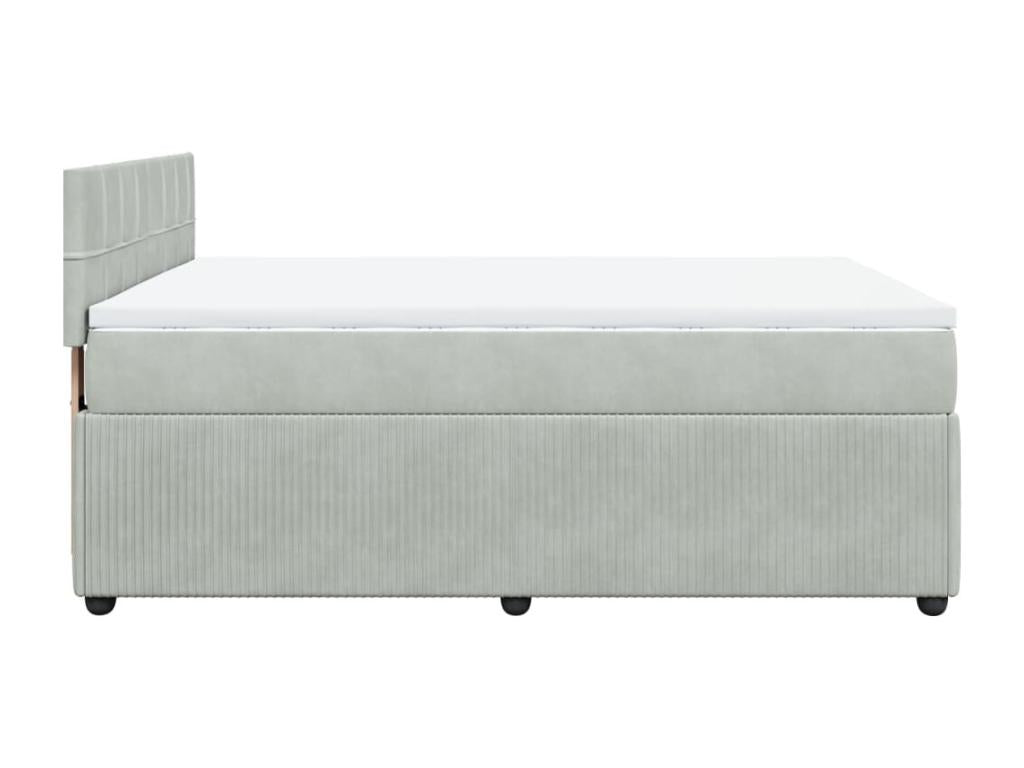Sommier à Meublita de lit et matelas Gris clair 140x200cm Velours