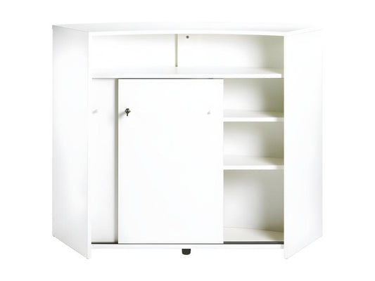 Comptoir Bar 2 Portes Blanc Serrure 4 Niches L 134.5 H 104.8 P 55.3 cm - Coloris Capitons 911