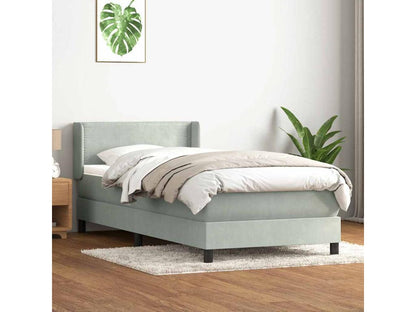 Sommier à Meublita de lit et matelas gris clair 80x210 cm velours