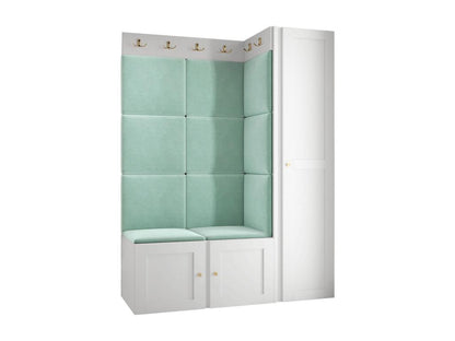 Meuble d'entrée Vertchez 377 186x124x46cm Blanc - Turquoise Stratifié - Tapisserie - MDF