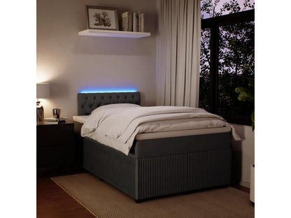 Sommier à Doucezen de lit et matelas gris foncé 120x190cm velours