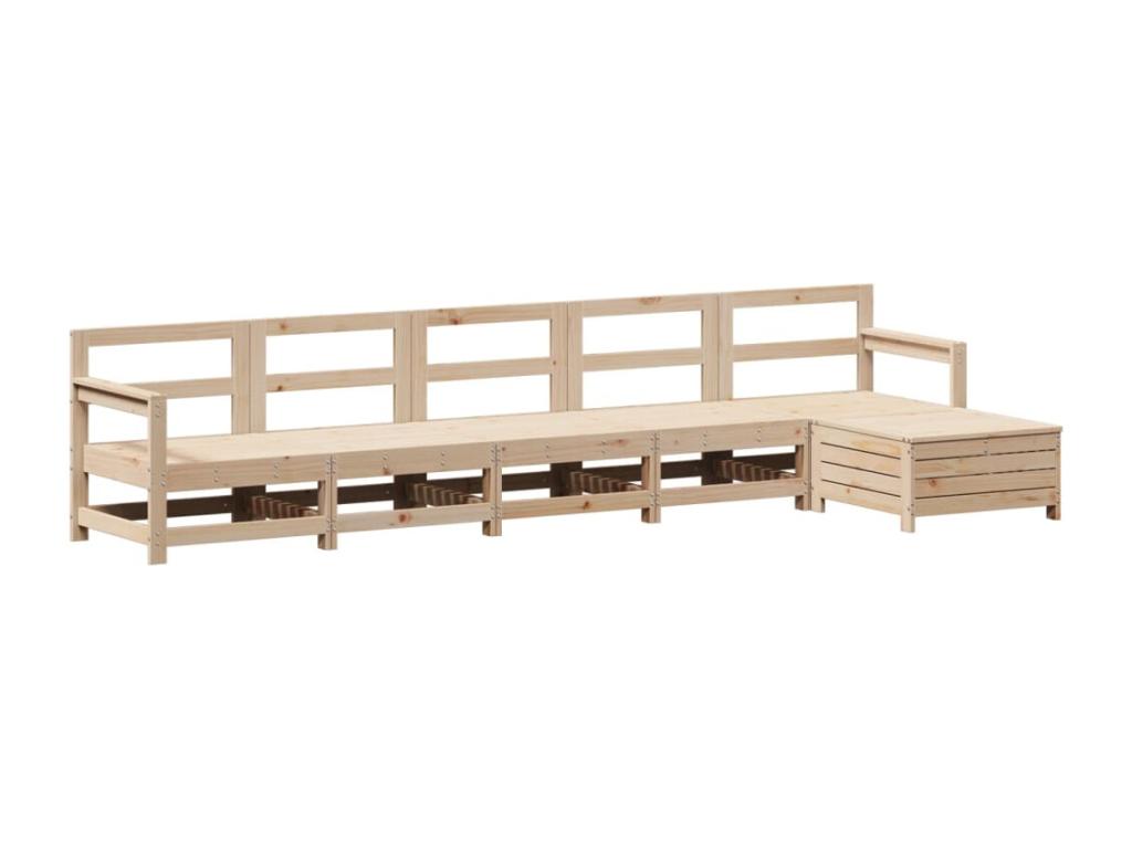 Salon de jardin 6 pcs bois de pin massif