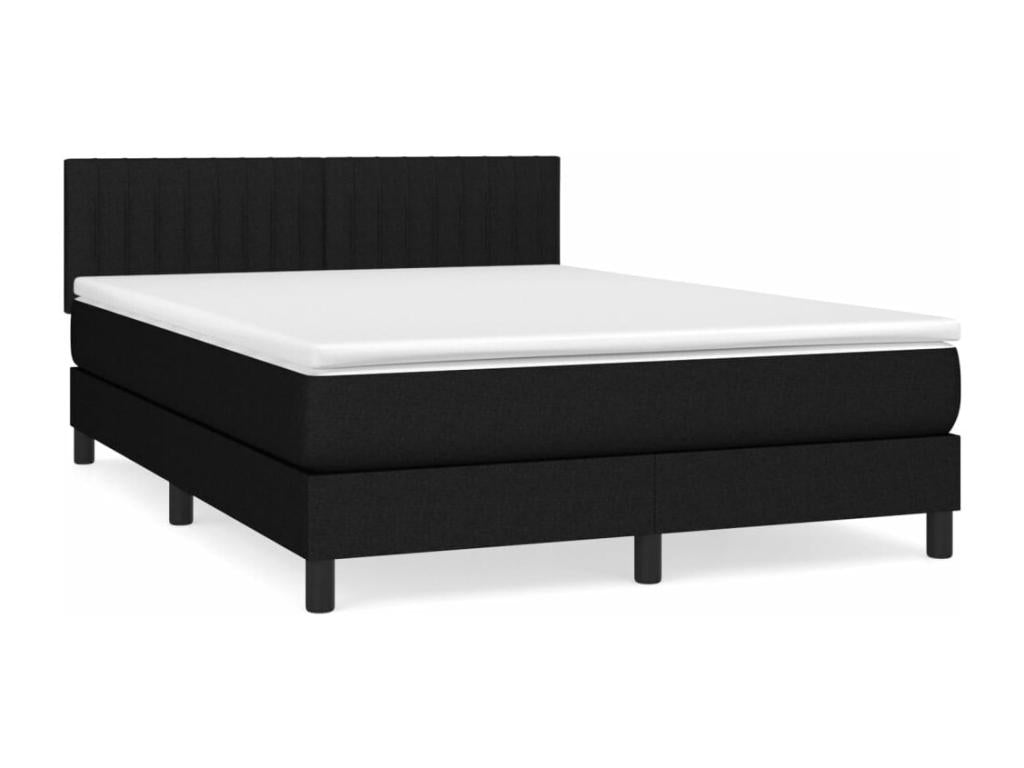 Lit à sommier tapissier avec matelas Noir 140x200 cm Tissu