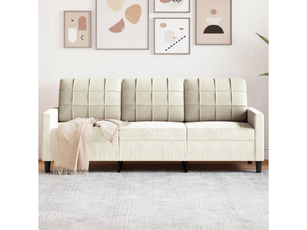 Canapé à 3 places Crème 180 cm Velours