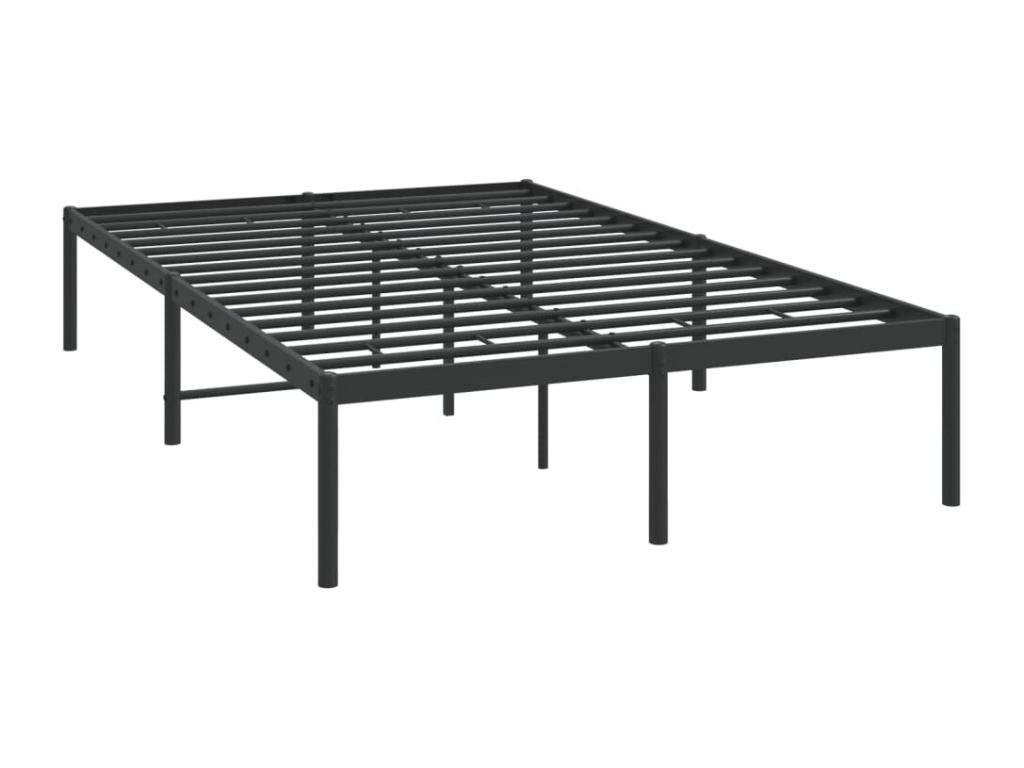 Cadre de lit métal sans matelas noir 120x190 cm