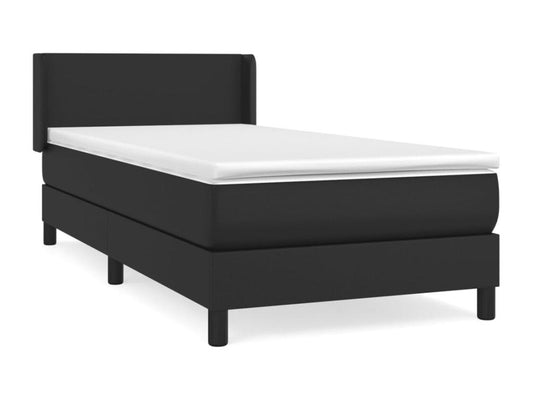 Lit à sommier tapissier avec matelas Noir 90x200 cm Similicuir