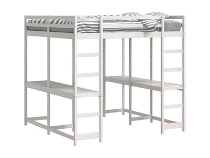 Lit superposé et bureau et échelle 200x200cm bois de pin massif