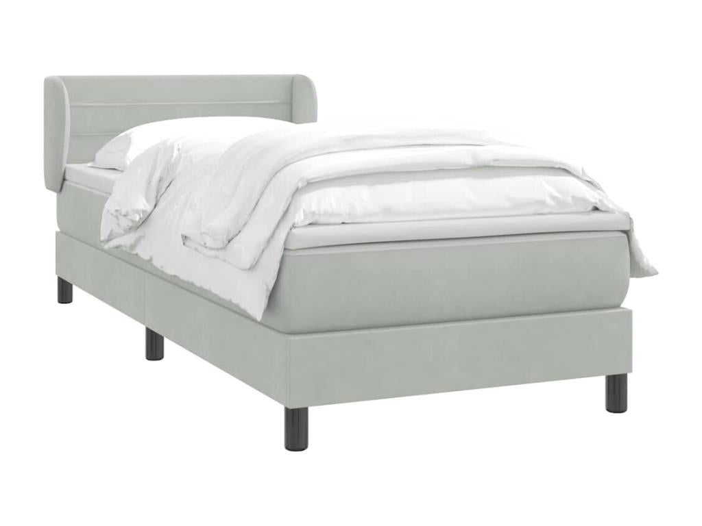 Sommier à Vertchez de lit et matelas gris clair 100x220cm velours