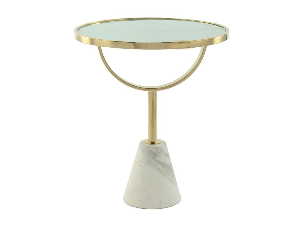 Table d'Appoint Design Vertchez 54cm Blanc / Or