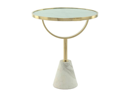 Table d'Appoint Design Vertchez 54cm Blanc / Or