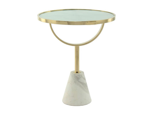Table d'Appoint Design Vertchez 54cm Blanc / Or