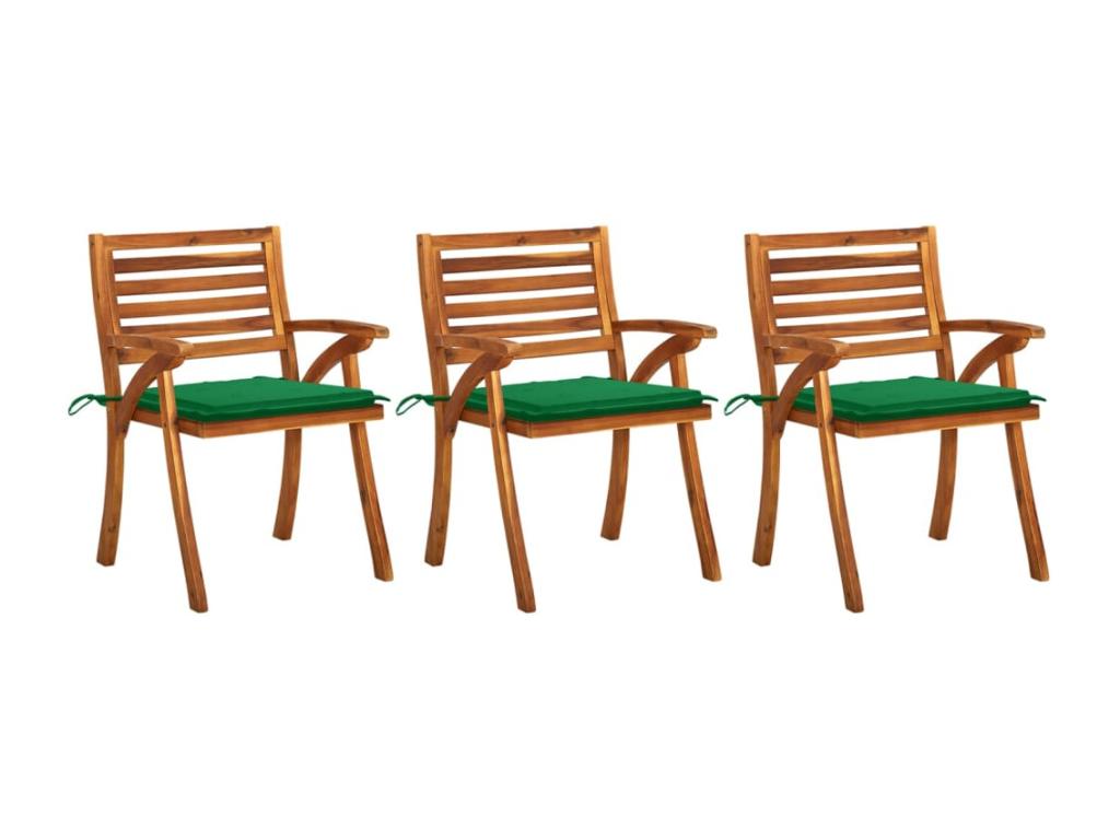 Chaises à d?ner de jardin avec coussins 3 pièces massif de Doucezen