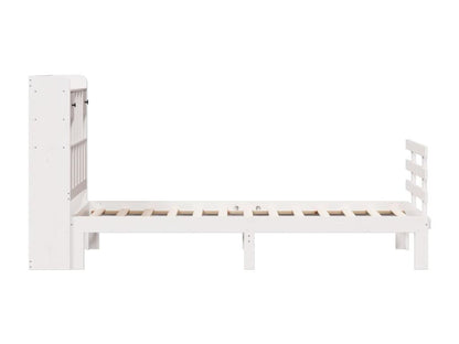 Lit bibliothèque sans matelas blanc 100x200 cm bois pin massif