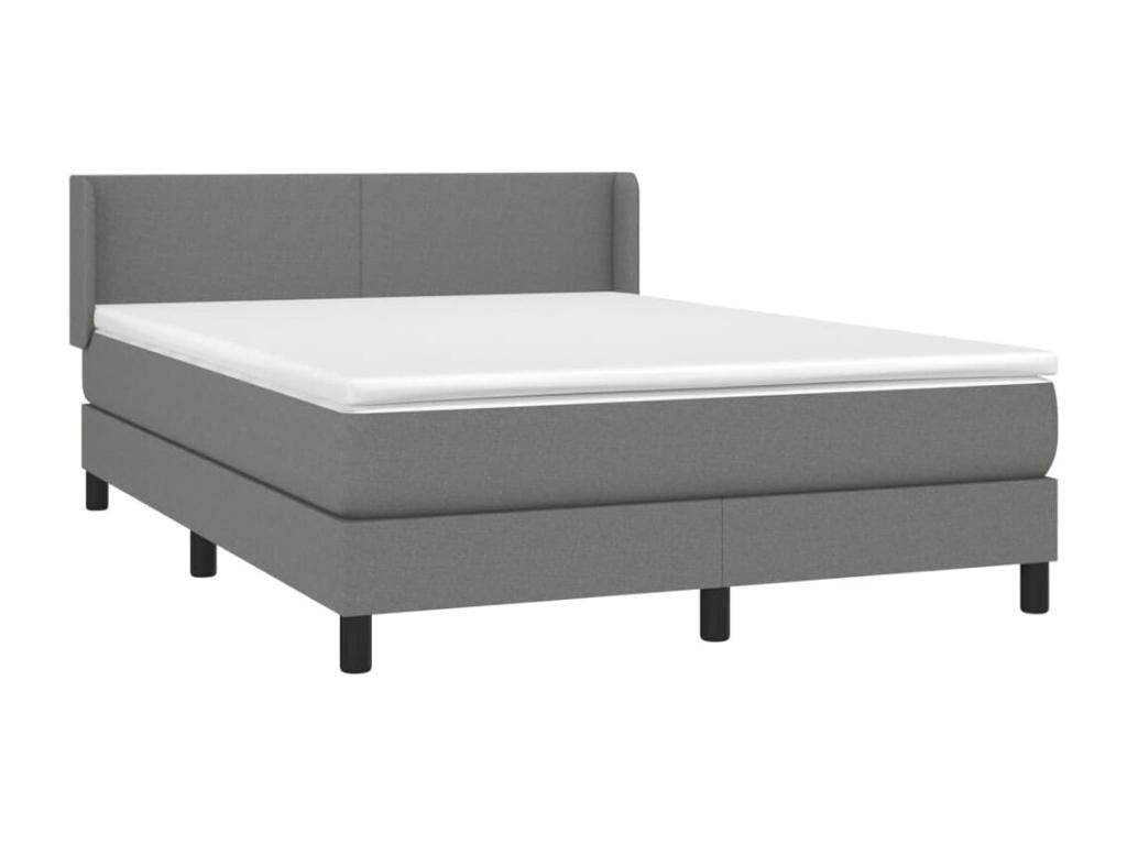 Sommier à Doucezen de lit avec matelas Gris foncé 140x190cm Tissu