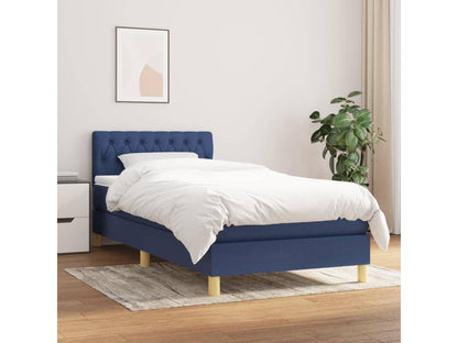 Lit à sommier tapissier avec matelas Bleu 90x200 cm Tissu