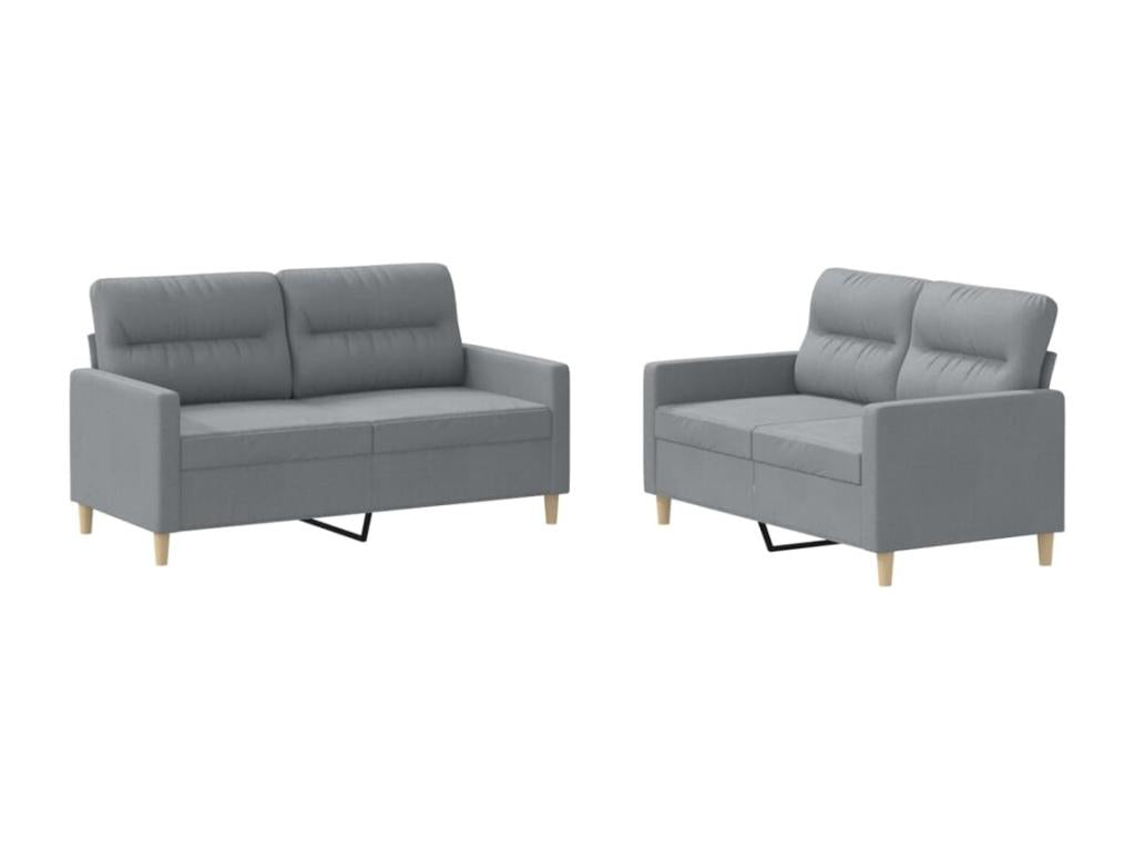 Ensemble de canapés 2 pcs avec coussins Gris clair Tissu