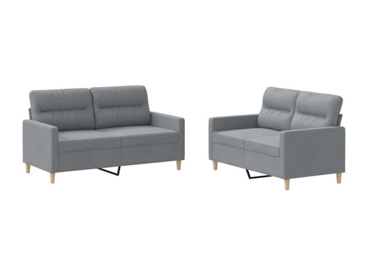 Ensemble de canapés 2 pcs avec coussins Gris clair Tissu
