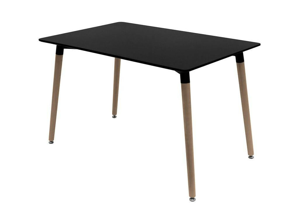Table rectangulaire 140cm bnoir brillant et pieds bois naturel Meublita
