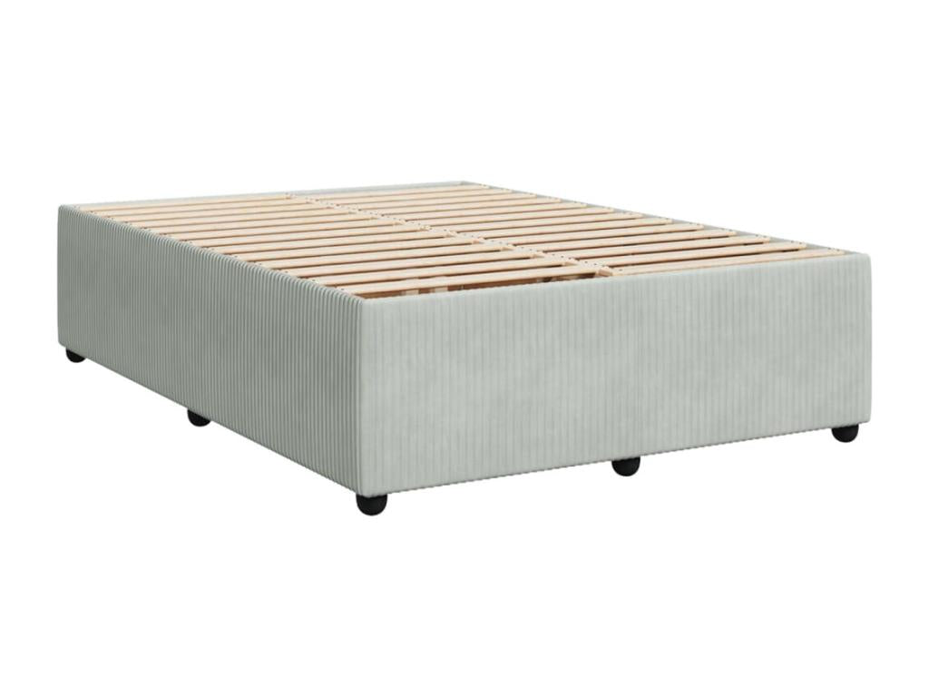 Sommier à Meublita de lit et matelas Gris clair 140x200cm Velours