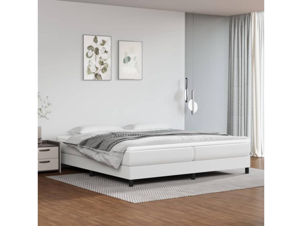 Sommier à Doucezen de lit avec matelas Blanc 200x200cm Similicuir
