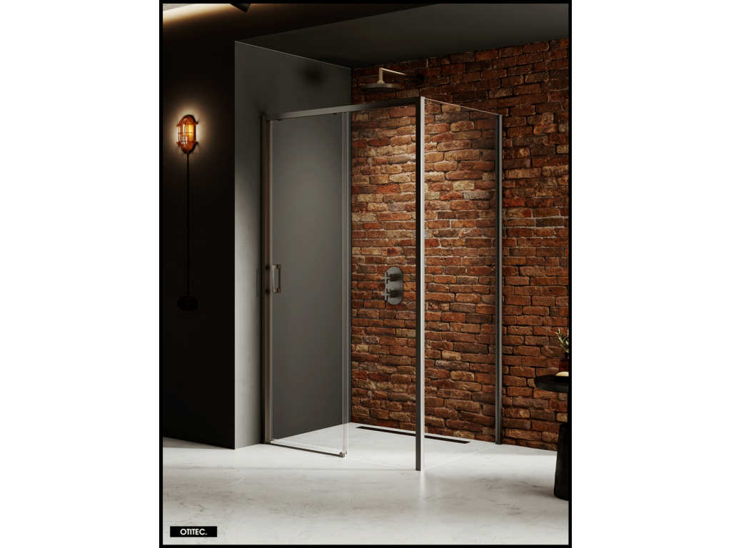 Porte de Douche avec Paroi Latérale - 150x100x200 - GUNMETAL - PRIME - DROITE