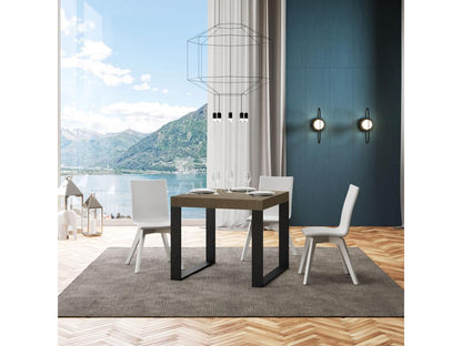 Table extensible 90x90/246 cm Tecno Meublita pieds anthracite