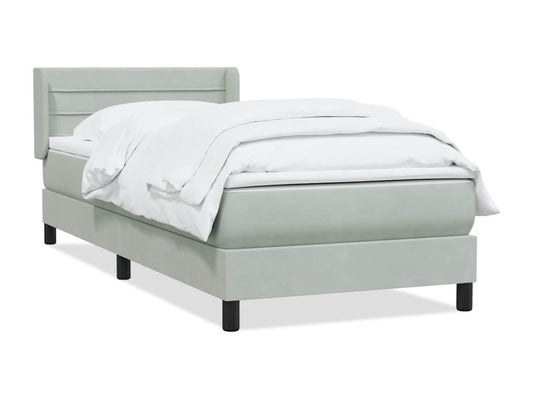 Sommier à Meublita de lit et matelas gris clair 90x210 cm velours