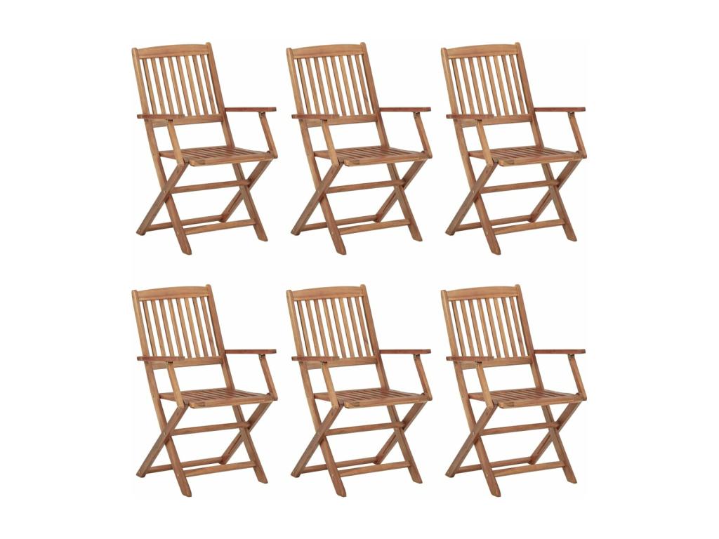 Chaises pliables de jardin 6 pièces avec coussins Bois d'Meublita