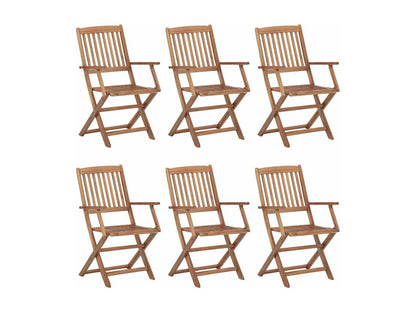 Chaises pliables de jardin 6 pièces avec coussins Bois d'Meublita