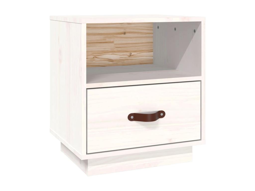 Table de chevet Blanc 40x34x45 cm Bois de pin massif