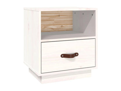 Table de chevet Blanc 40x34x45 cm Bois de pin massif